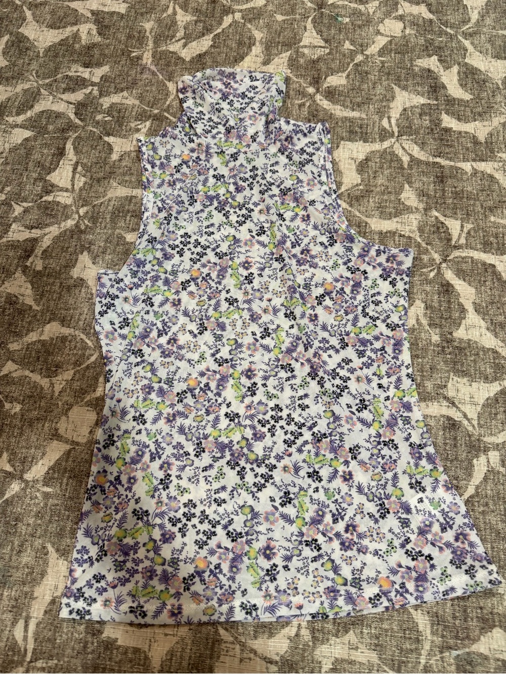 AFRM Floral Mock Neck Sleeveless Tank in White, Lavender & Green